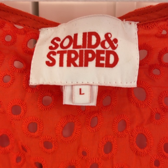 Solid & Striped Evan Mixed eyelet dress coverup beach size L large red orange - Picture 2 of 5